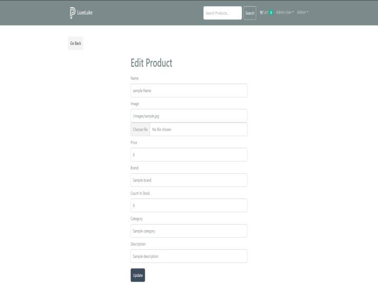 Picture showing the product creation page of LuxeLuke website